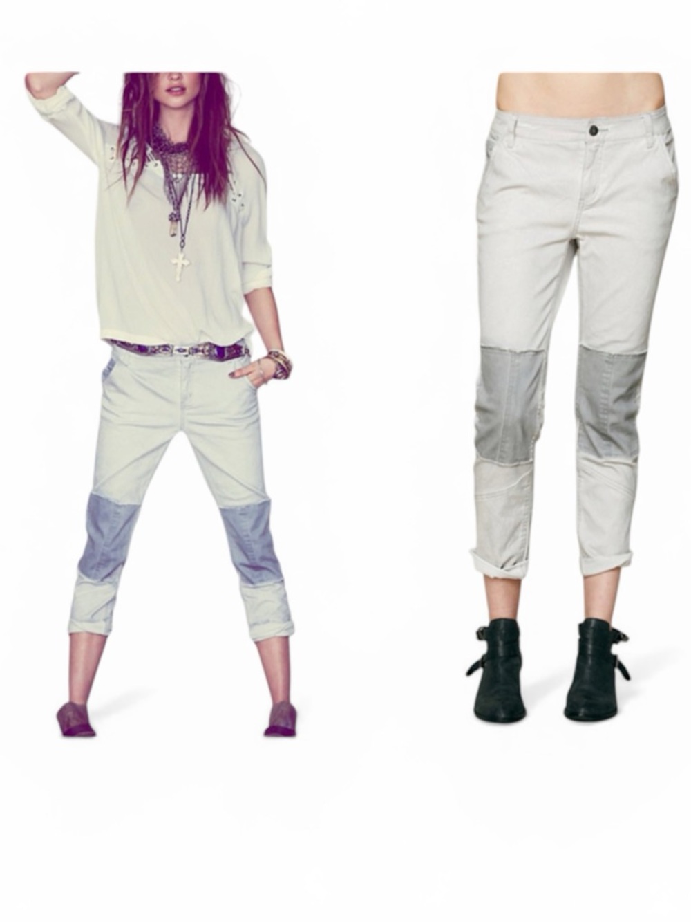 FREE PEOPLE KNEE PATCH SKINNY PANTS SIZE 2